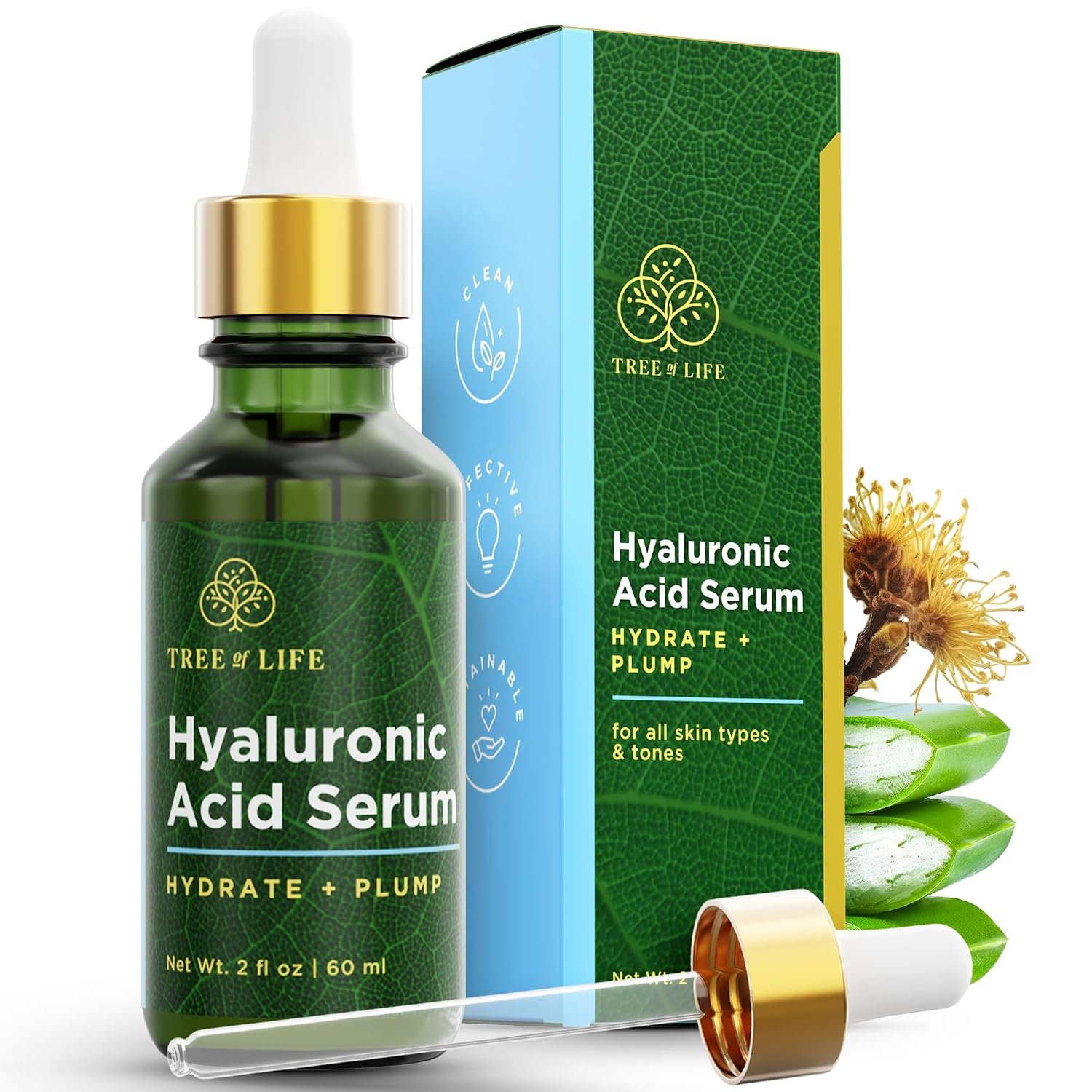 Tree of Life Hyaluronic Acid Serum for Face, Hydrating Serum, 2 Fl Oz