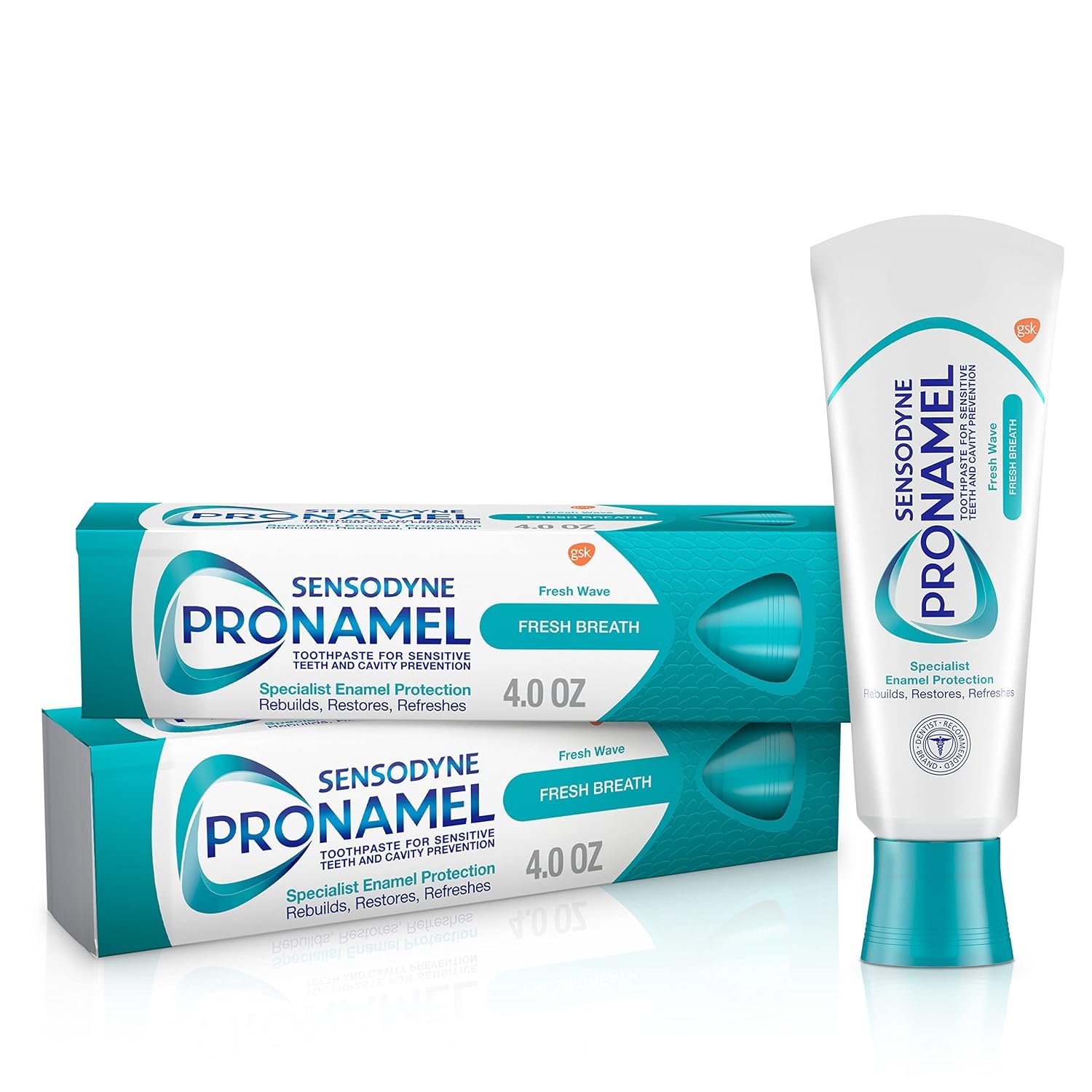Sensodyne Pronamel Fresh Breath Enamel Toothpaste for Sensitive Teeth, to Reharden and Strengthen Enamel, Fresh Wave – 4 Ounces (Pack of 2)