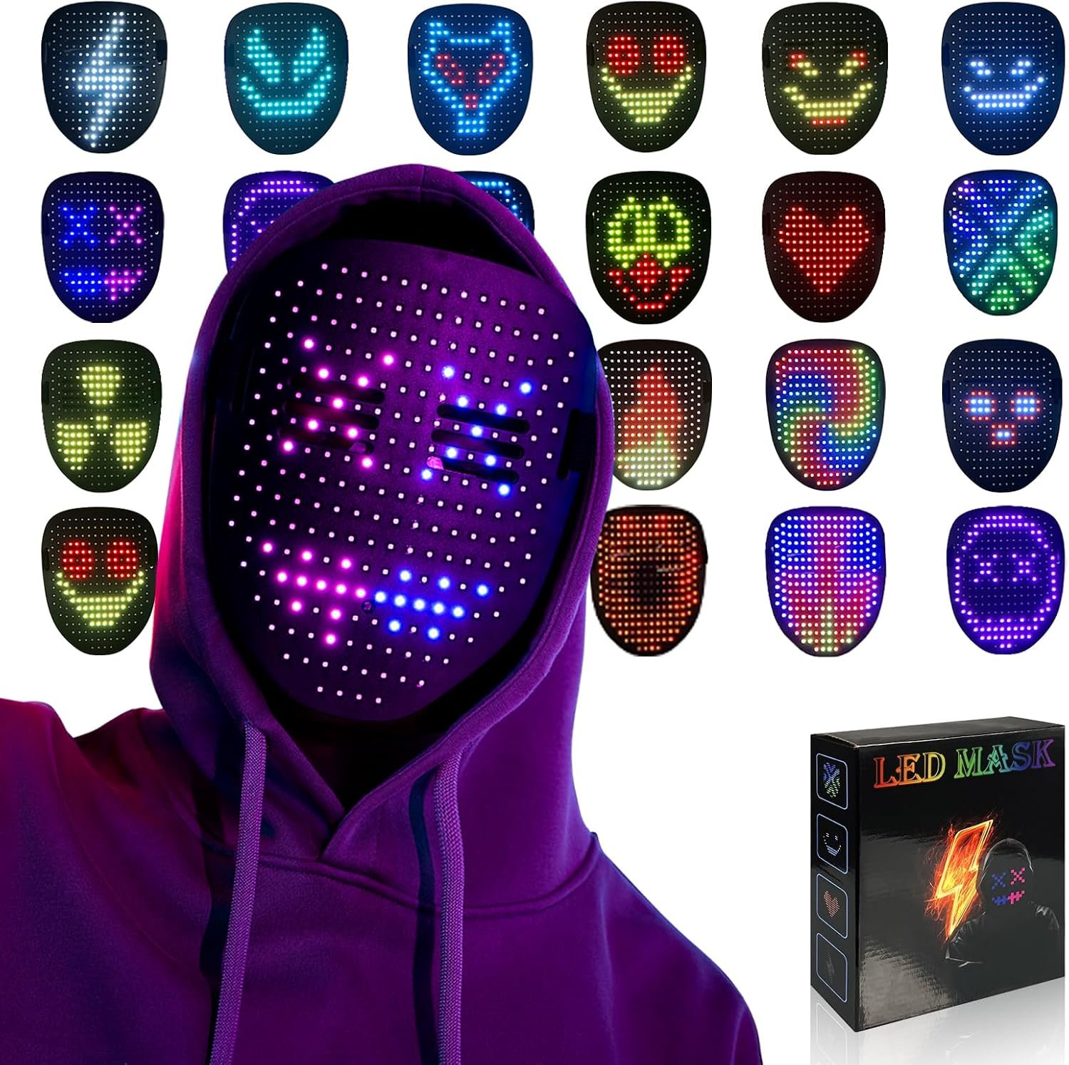MOYACA Led Mask Light up Mask with Gesture Sensing, Cool Toys Men Boys Gift