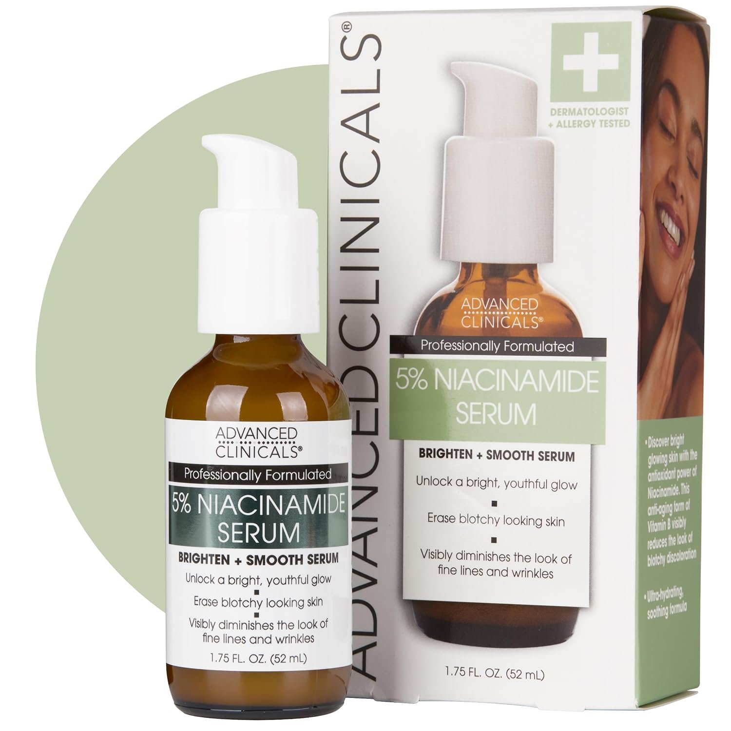 Advanced Clinicals 5% Niacinamide Serum For Face With Hyaluronic Acid & Ferulic Acid For Dark Spots & Uneven Skin Tone, 1.75 Fl Oz