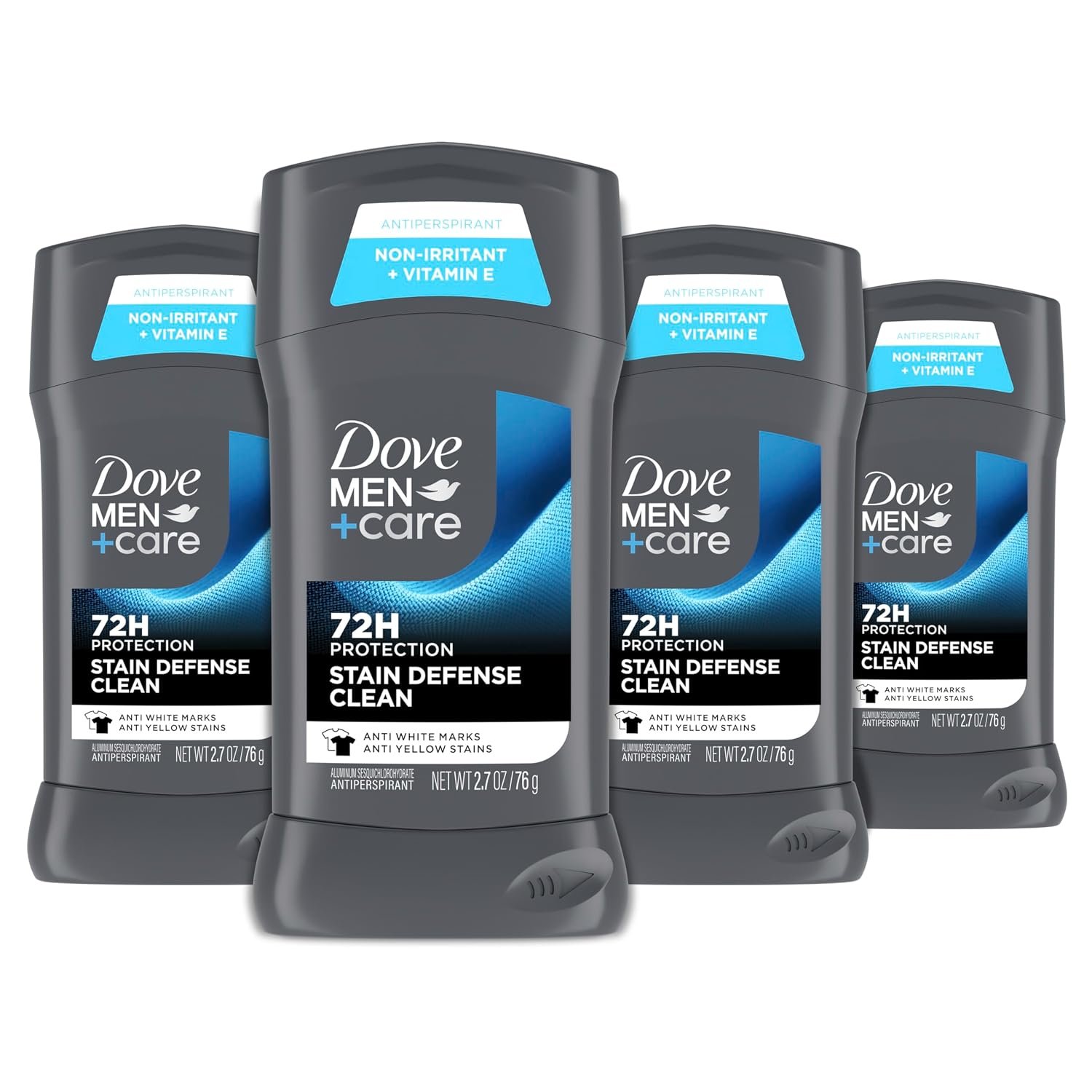 Dove Men+Care Deodorant Stick, Stain Defense Clean, 4 Count, 2.7 oz