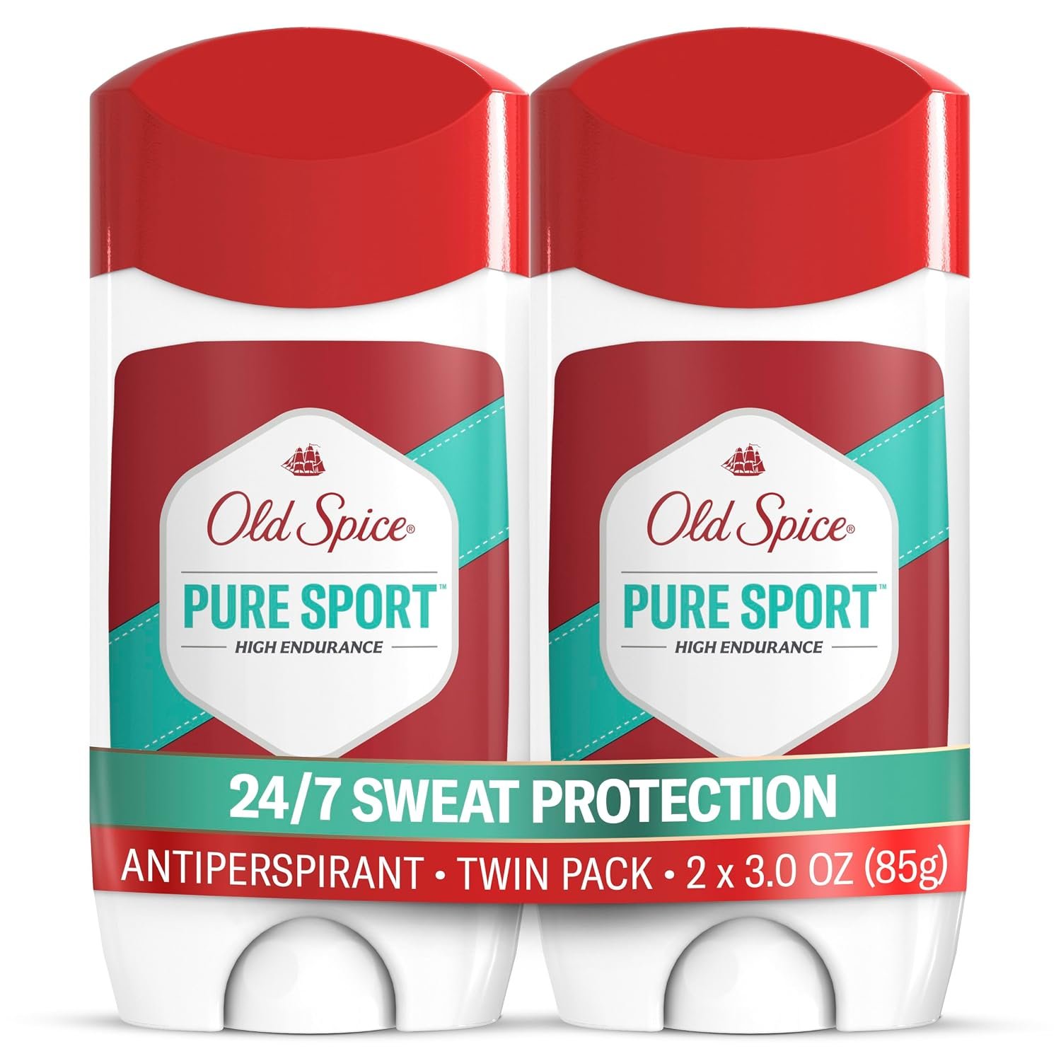 Old Spice Antiperspirant Deodorant For Men, High Endurance, 24/7 Sweat Defense & Odor Protection, 24/7 Freshness & Lasting Scent, Pure Sport Scent, 3.0 oz (Pack of 2)
