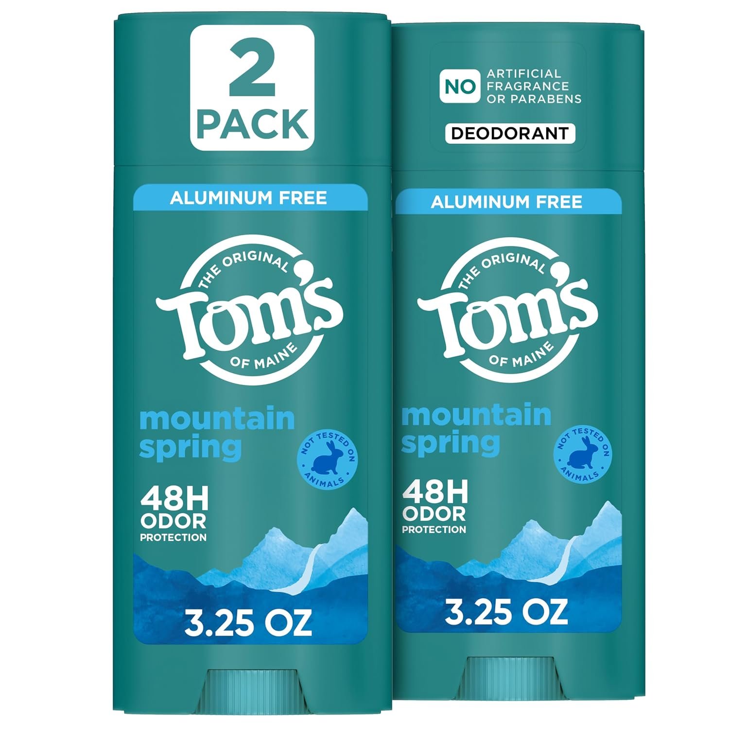 Tom’s of Maine Mountain Spring Natural Deodorant, 3.25 oz (2 Pack)