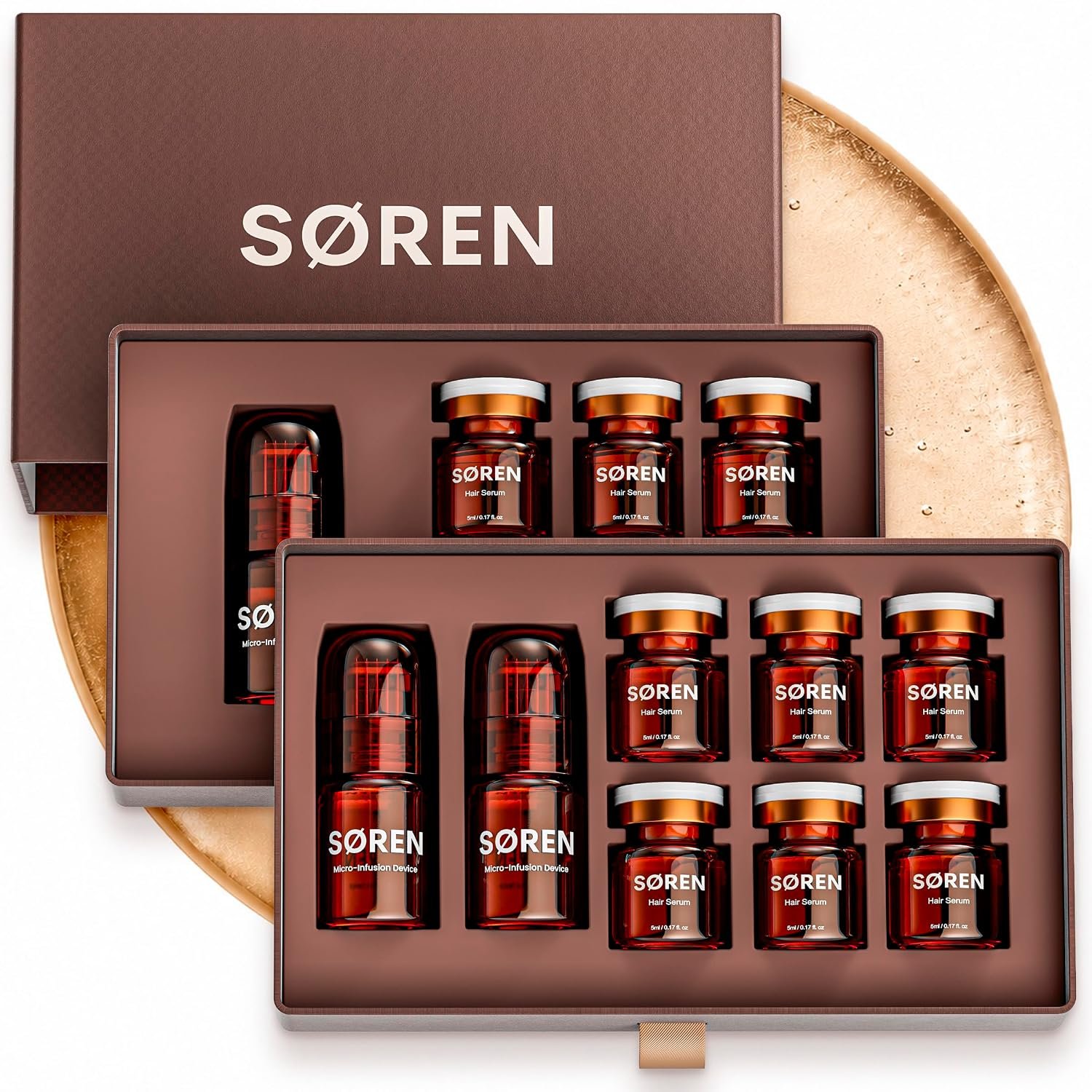 SØREN Micro Infusion Hair Renewal System by SOREN – Saw Palmetto & Peptide Scalp Treatment Kit | Supports Fuller, Thicker-Looking Hair | Gold Microinfuse Applicator (3 Month Supply)