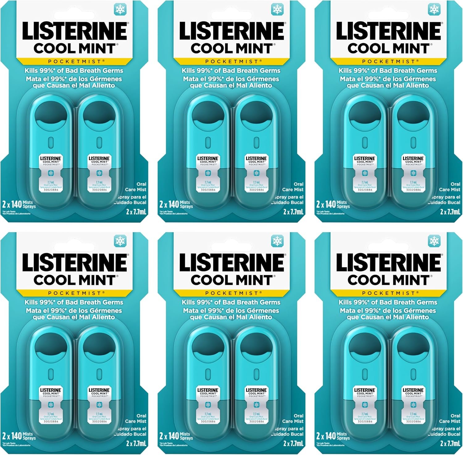 Listerine Pocketmist Oral Care Mist, Cool Mint, 0.26 fl. oz/7.7 mL x 12