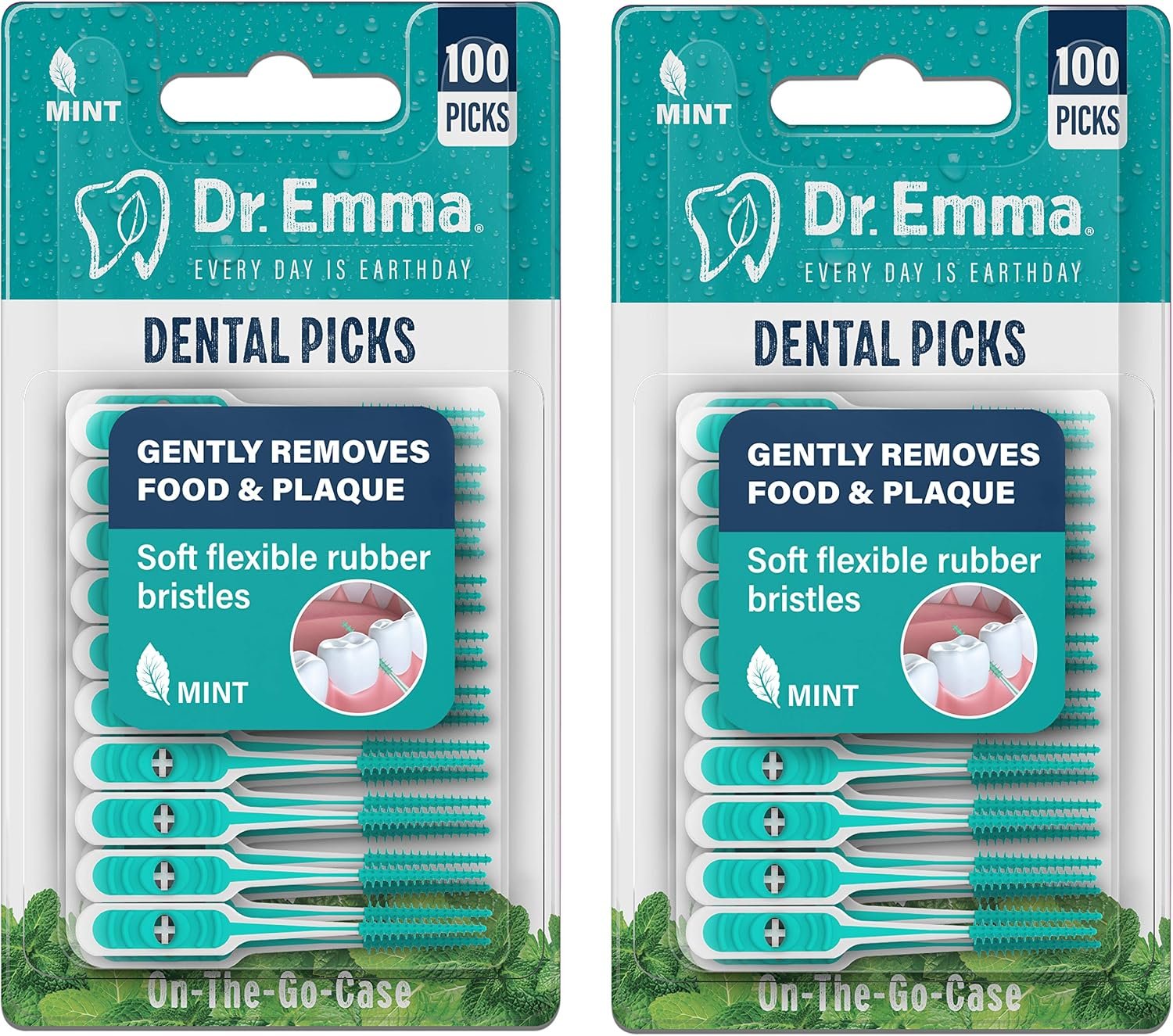 Dr. Emma Dental Picks Mint Brush Picks 100Ct/Pack, 2 Packs (200Ct)