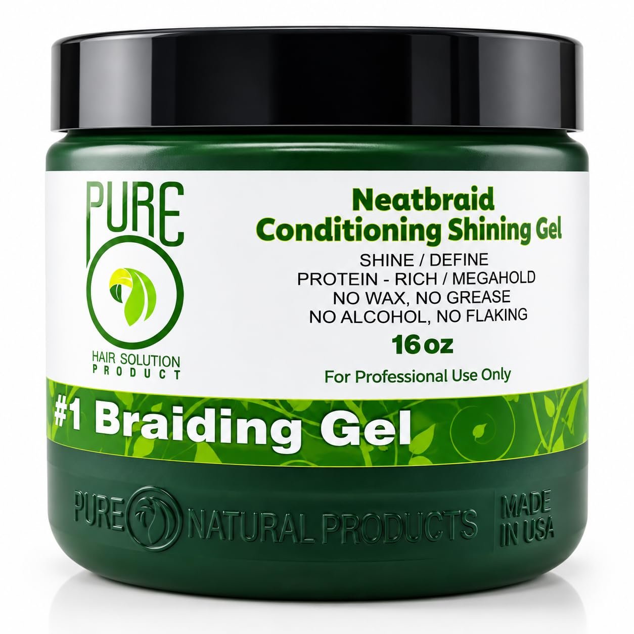 PureO Natural Products Neatbraid Beauty Professional Conditioning Shining Gel 16oz