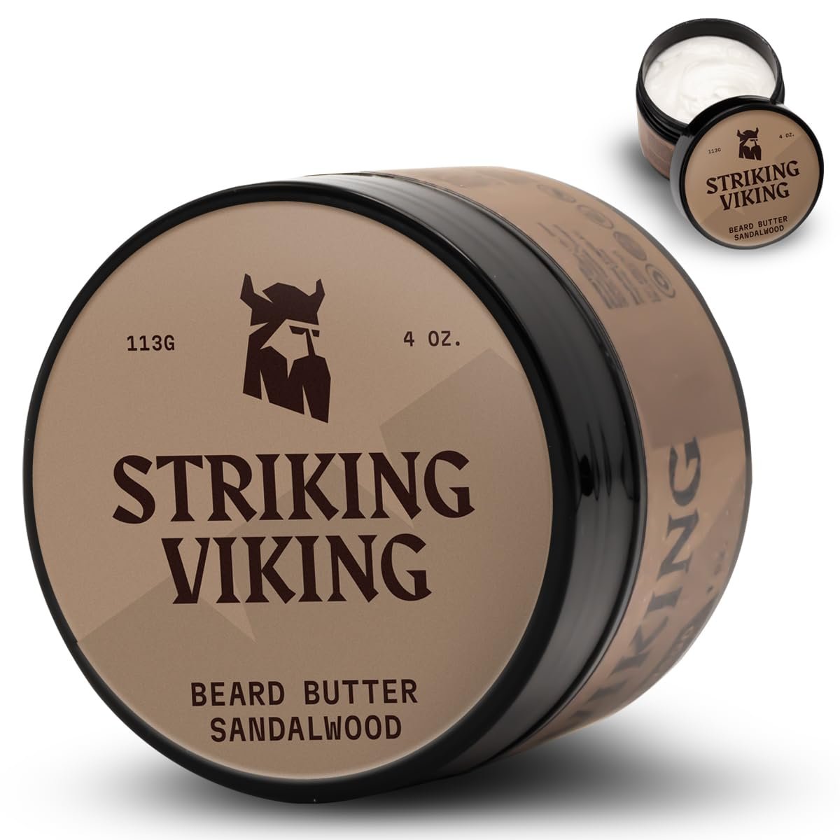 Striking Viking Sandalwood Beard Softener for Men – Non-Greasy Cream Formula With Natural Ingredients for Hydrated and Refreshing Beards (4oz)