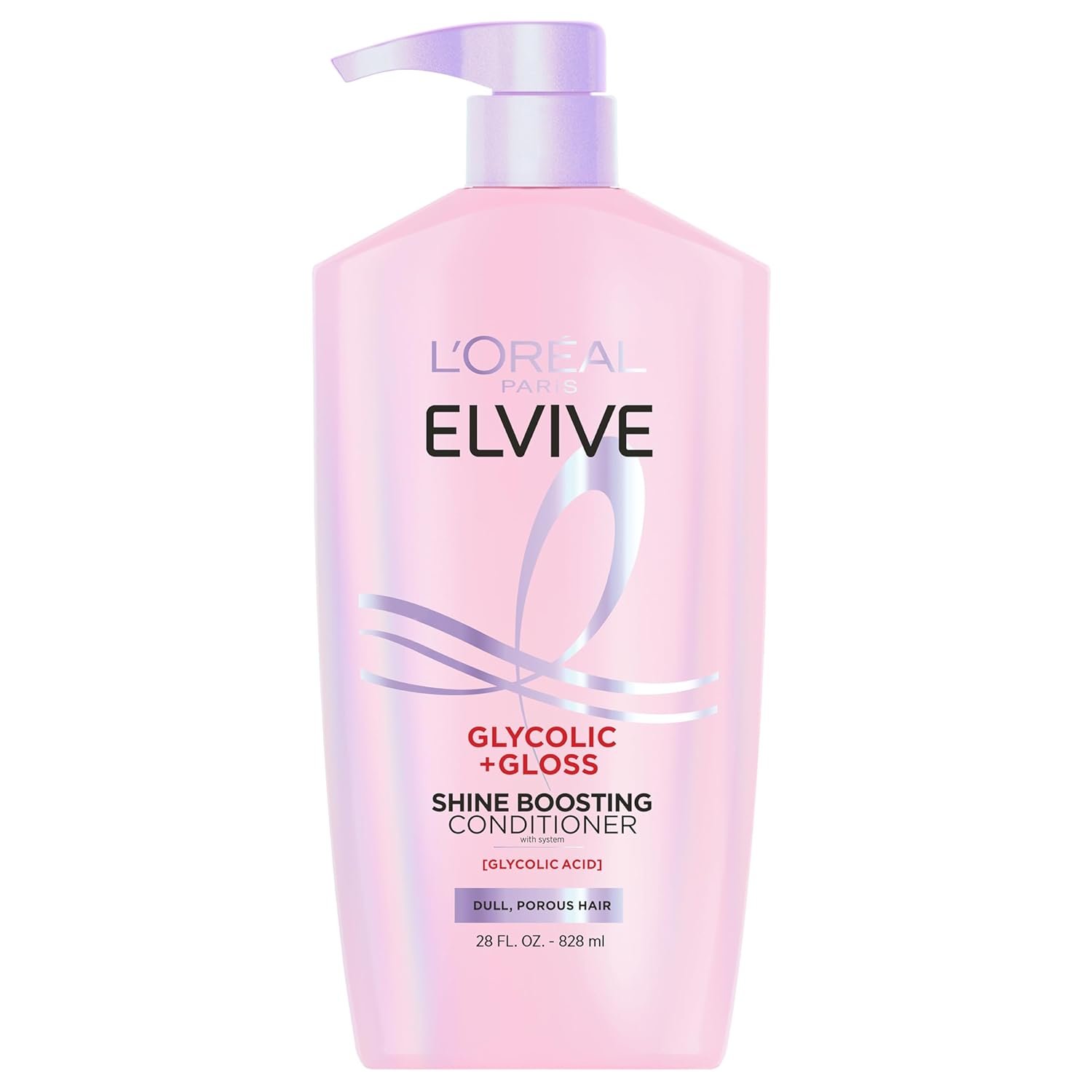 L’Oreal Paris Elvive Glycolic + Gloss Shine Boosting Conditioner, Cleanses and Smooths Dull, Porous Hair Into High-Shine, Glossy Hair, 28 Fl Oz