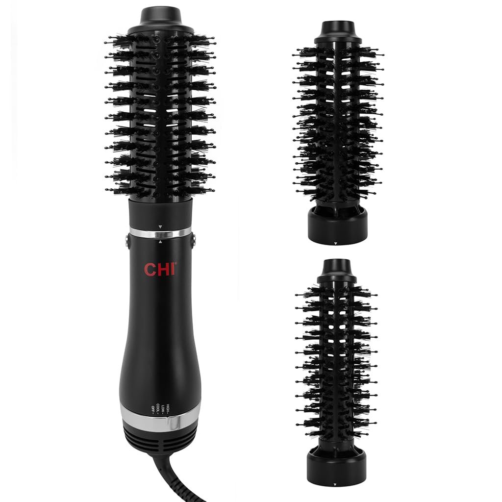CHI 3-in-1 Round Blowout Brush, Hair Dryer for Smooth & Frizz-Free Hair