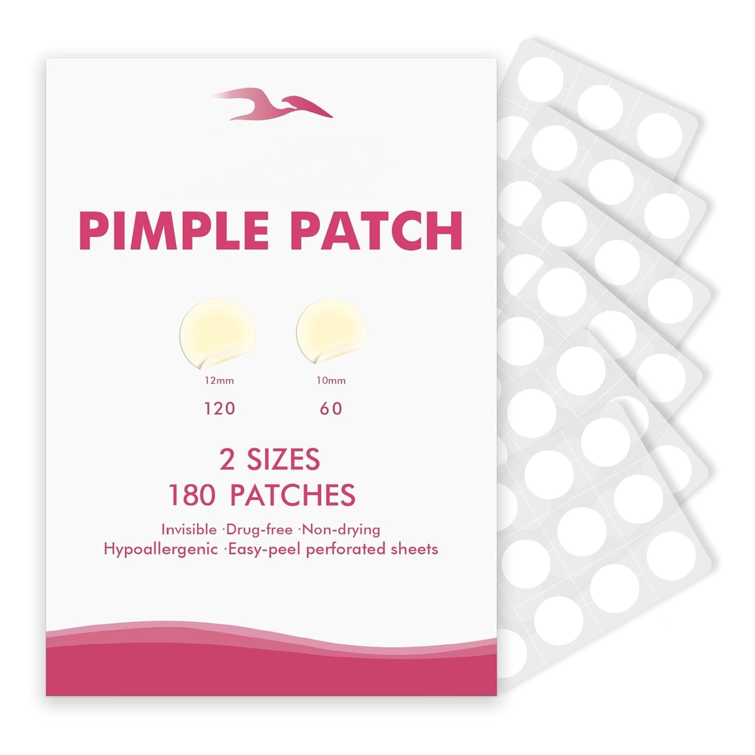 Invisible Pimple Patches, Acne Patches for Face, 2 Size 180 Counts
