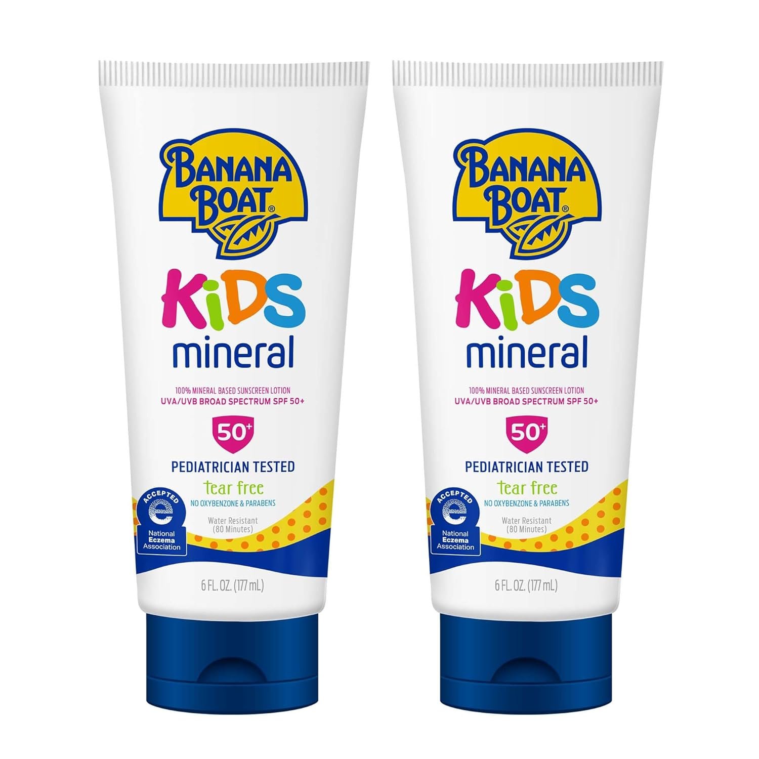 Banana Boat Mineral Kids Sunscreen Lotion SPF 50, 6 Fl Oz (2 Pack)