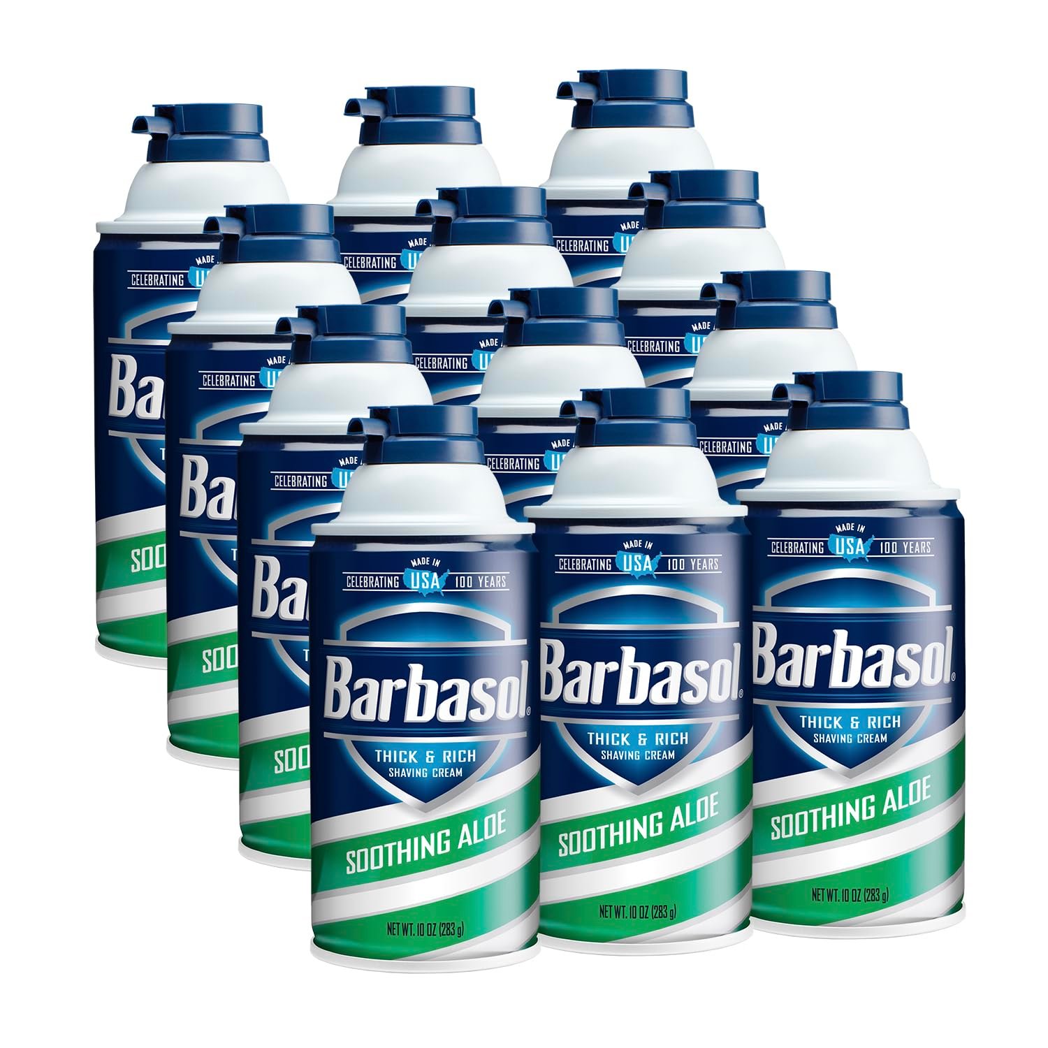Barbasol Soothing Aloe Thick & Rich Shaving Cream, 10 OZ (Bulk Pack of 12)