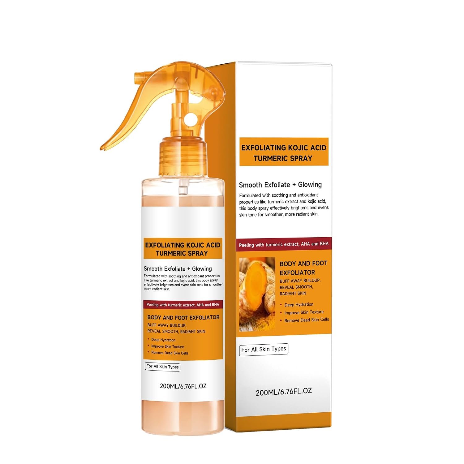 Kojic Acid Turmeric Exfoliating Body Spray, Body Exfoliating, Body Scrub. (1Pack Kojic)