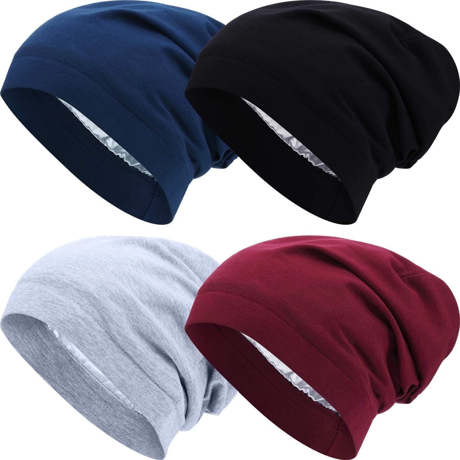 SATINIOR 4 Pcs Satin Lined Sleep Cap