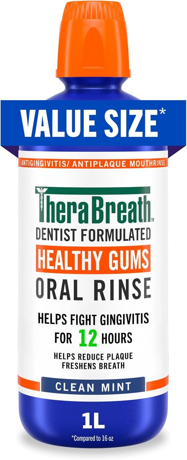 TheraBreath Healthy Gums Oral Rinse, Clean Mint, 1 Liter