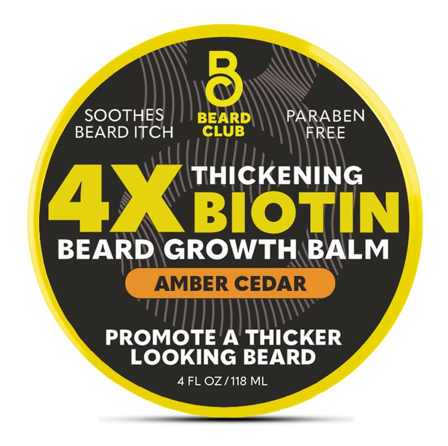 The Beard Club Biotin Beard Balm for Men – Beard Growth Shea Butter with Castor & Coconut Oil – Moisturizing, Hydrating and Softening Cream – Amber Cedar Scent – 4 oz