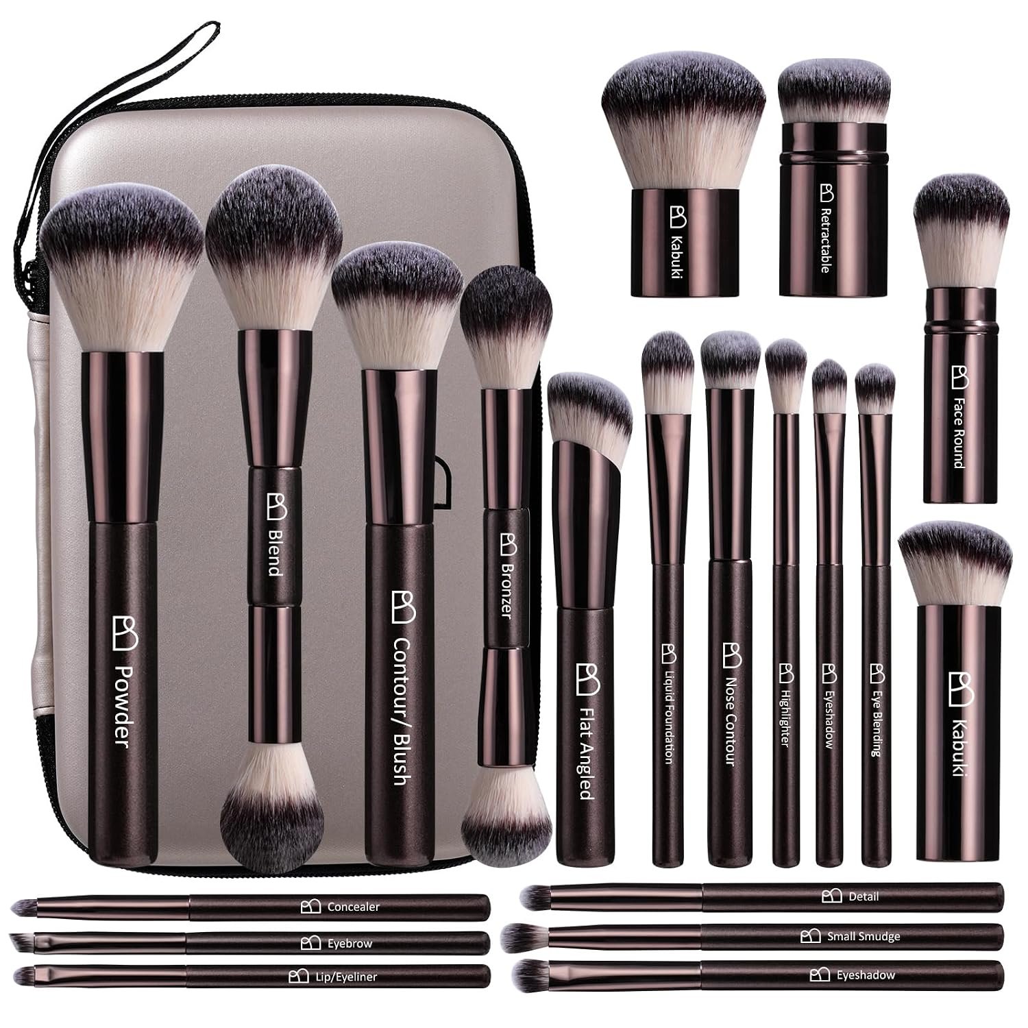 Professional Makeup Brush Set with Travel Case, 20 PCS Synthetic
